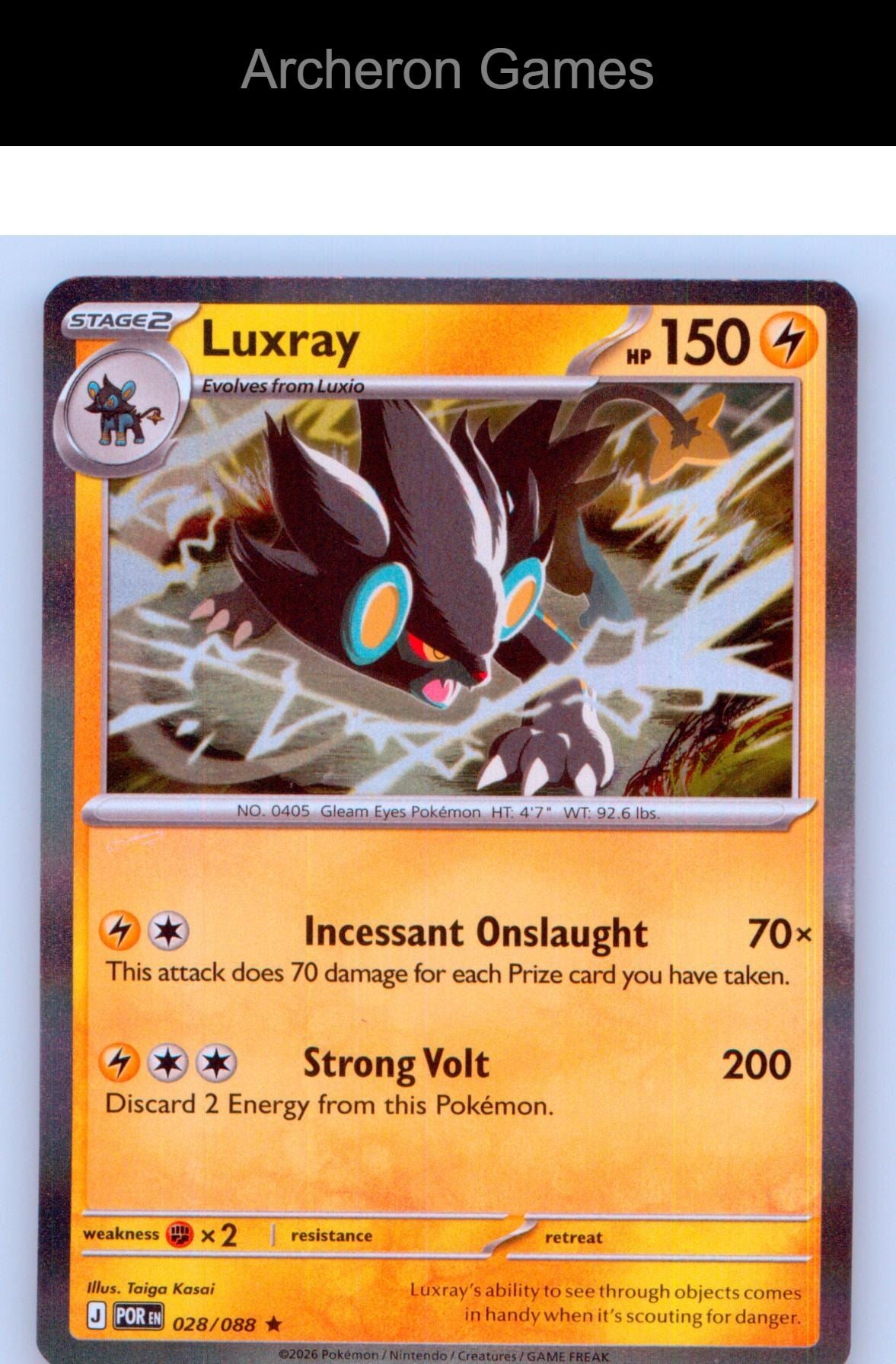 Pokemon Card Luxray ME03 028/088 R Perfect Order Holo