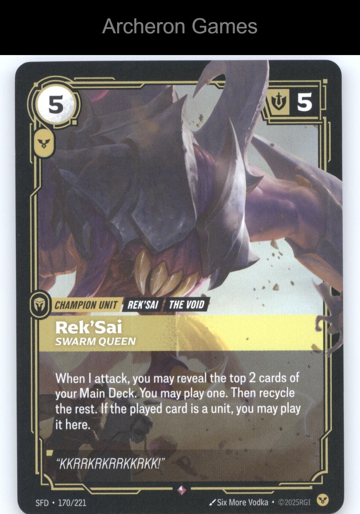 Rek'Sai - Swarm Queen SFD 170/221 R  Card Spiritforged