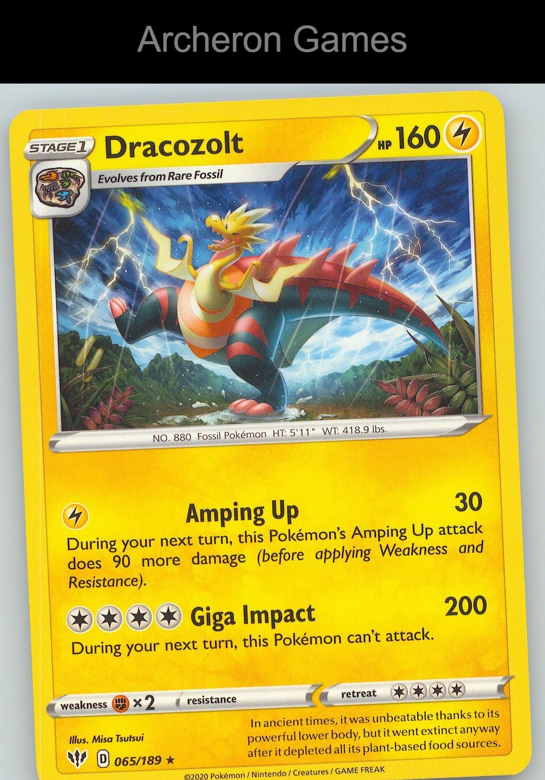 Pokemon Card Dracozolt DAA 065/189 R Darkness Ablaze