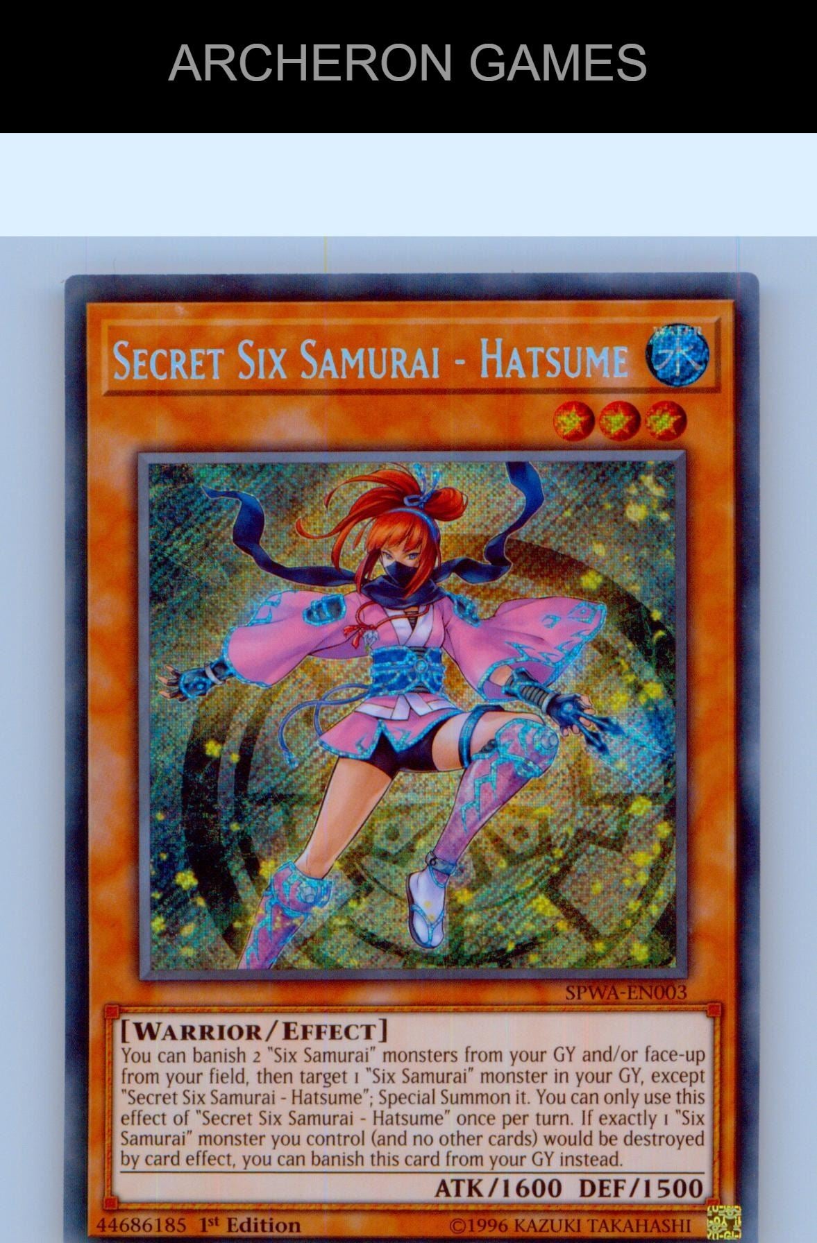 Secret Six Samurai - Hatsume SEC YUGIOH Card 1st Edition