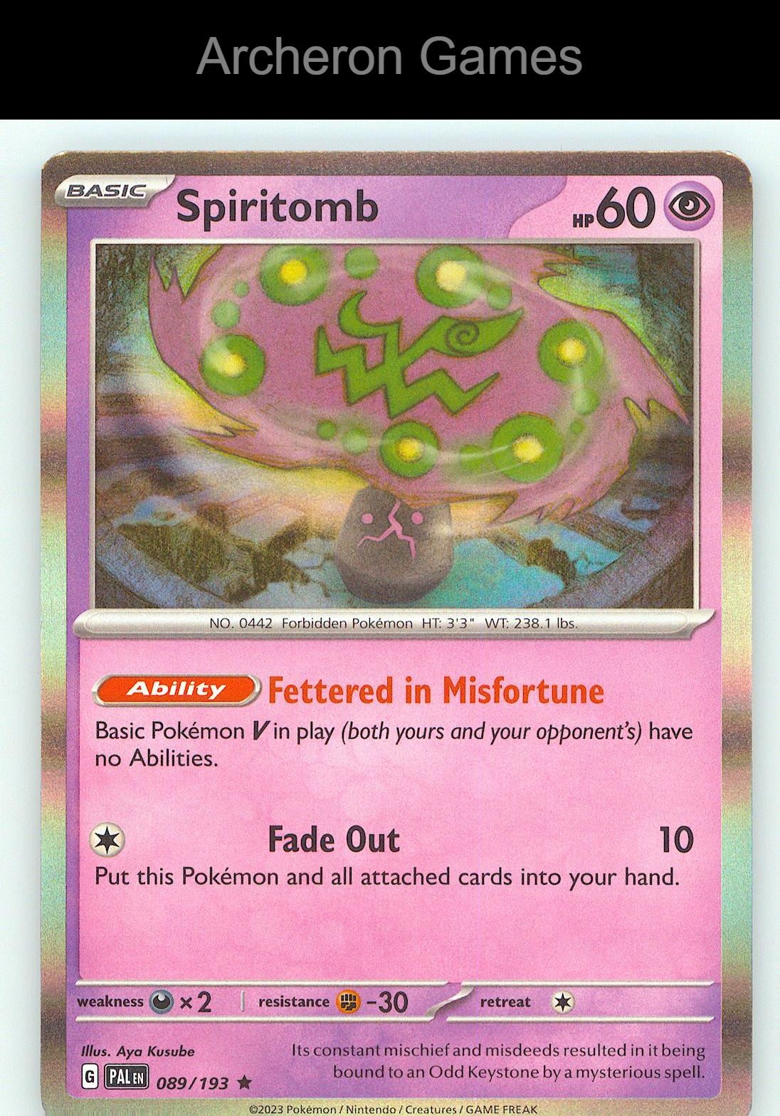 Pokemon Card Spiritomb PAL 089/193 R Paldea Evolved Holo