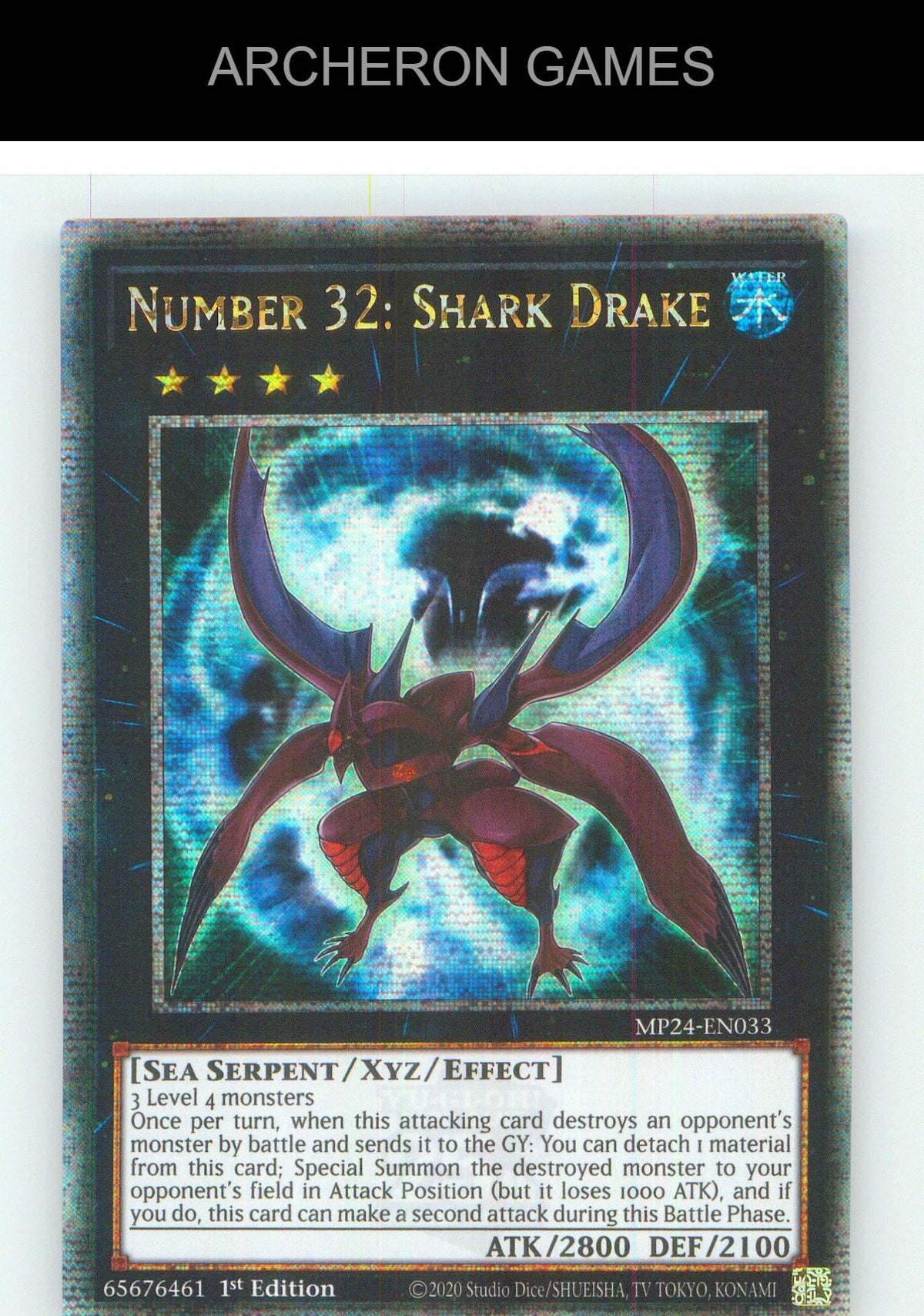 Number 32: Shark Drake (Quarter Century Secret Rare) YUGIOH Card 1st Edition