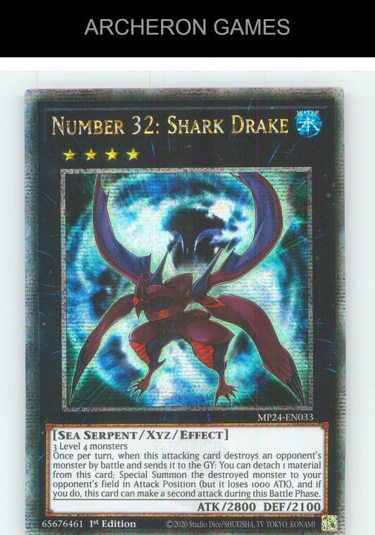 Number 32: Shark Drake (Quarter Century Secret Rare) YUGIOH Card 1st Edition