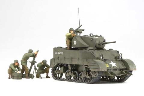 1/35 M5A1 W/4 Figures US LIGHT TANK M5A1 WITH 4 FIGURES - TAMIYA #3K