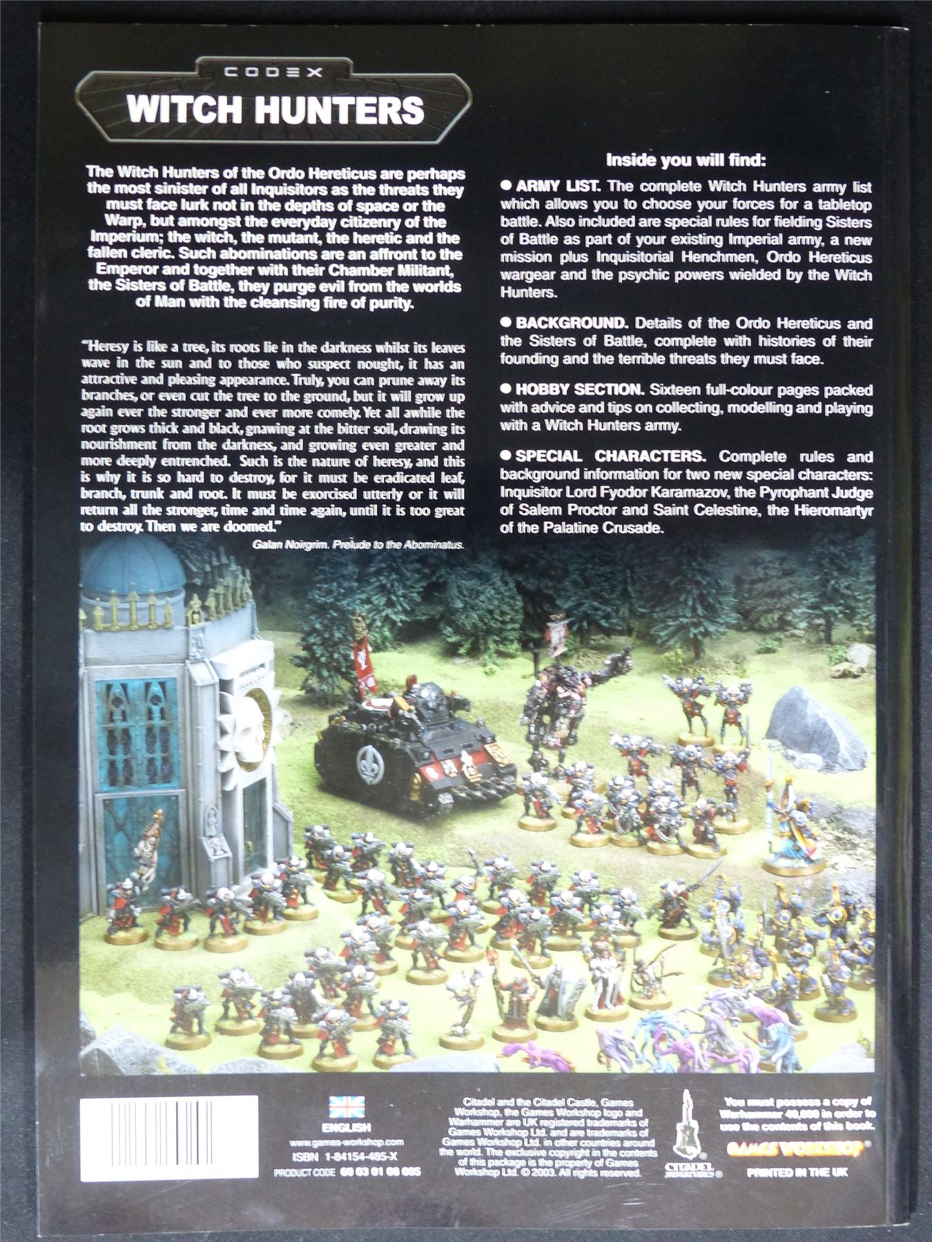 Witch Hunters Codex 2003 Softback - Warhammer 40K #1P9