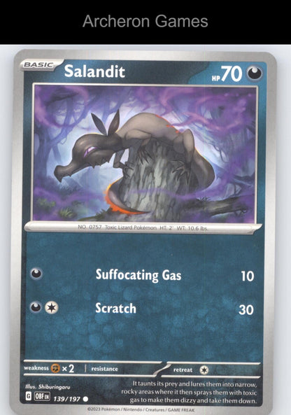 Pokemon Card Salandit OBF 139/197 C Obsidian Flames