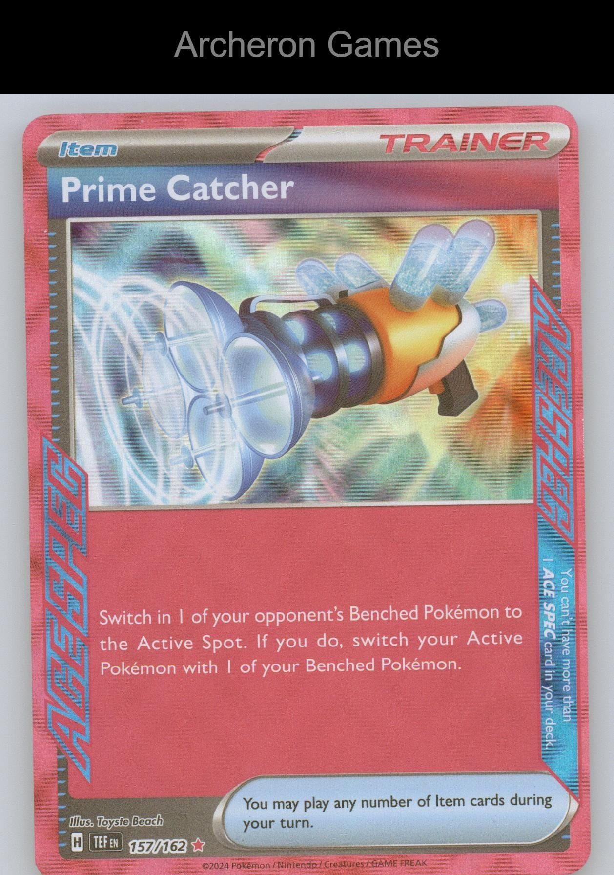 Pokemon Card Prime Catcher TEF 157/162 ACE SPEC Rare Temporal Forces Holo
