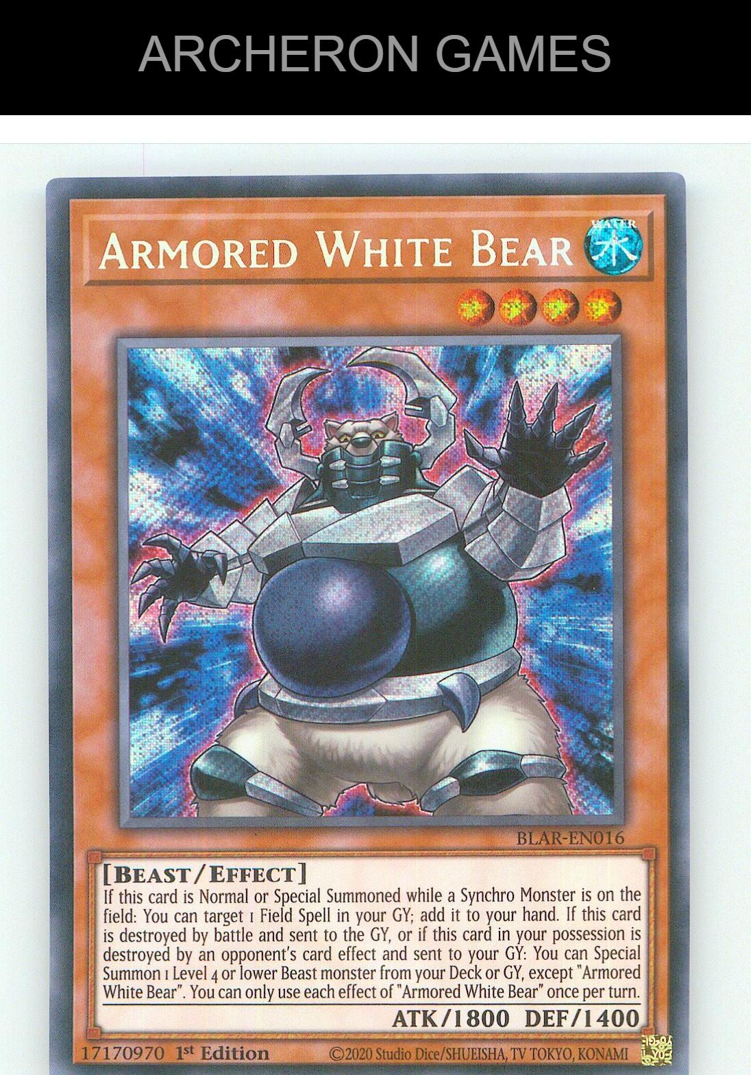 Armored White Bear SEC YUGIOH Card 1st Edition