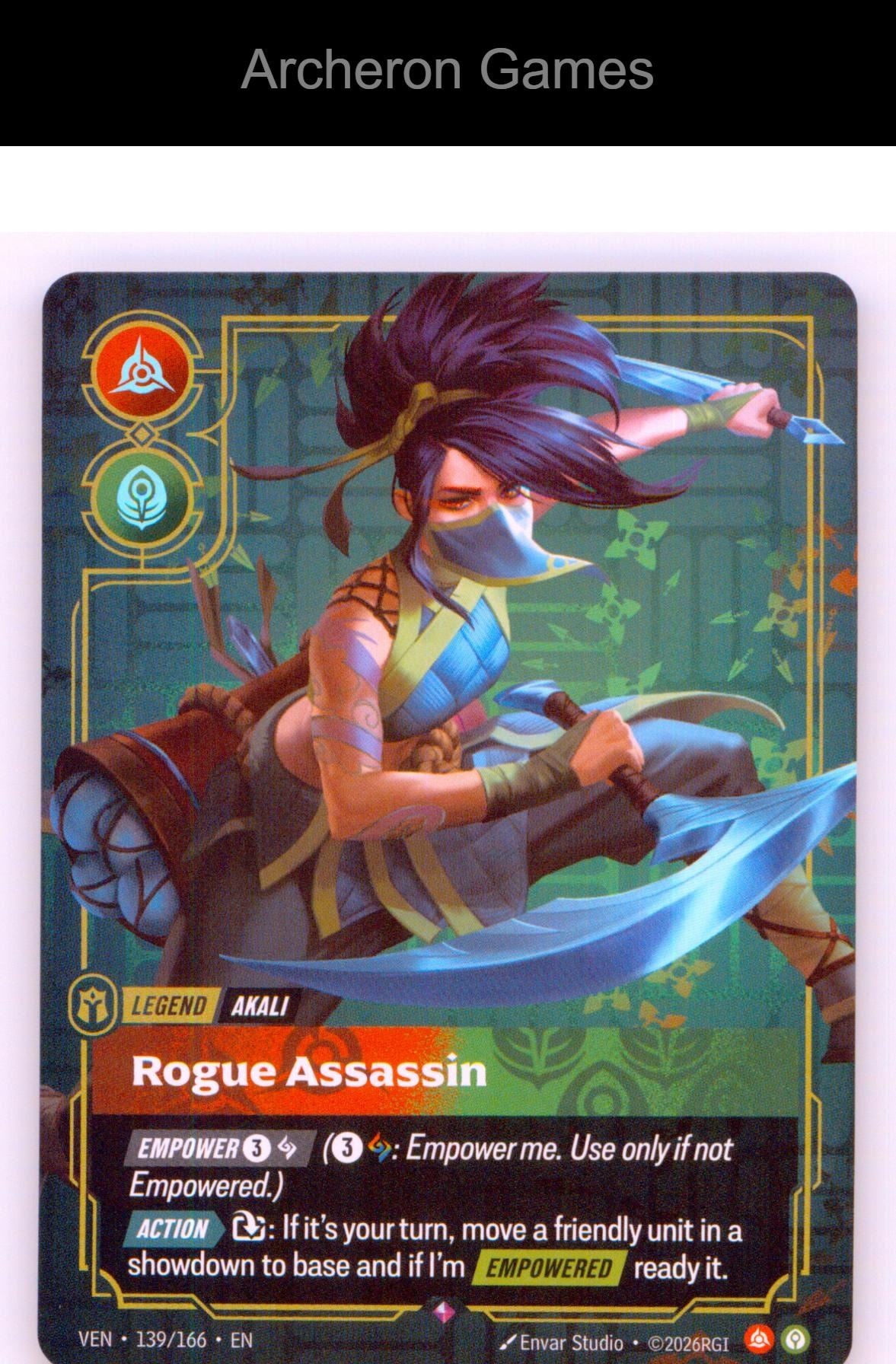 Akali - Rogue Assassin VEN 139/166 R Vendetta Riftbound Card