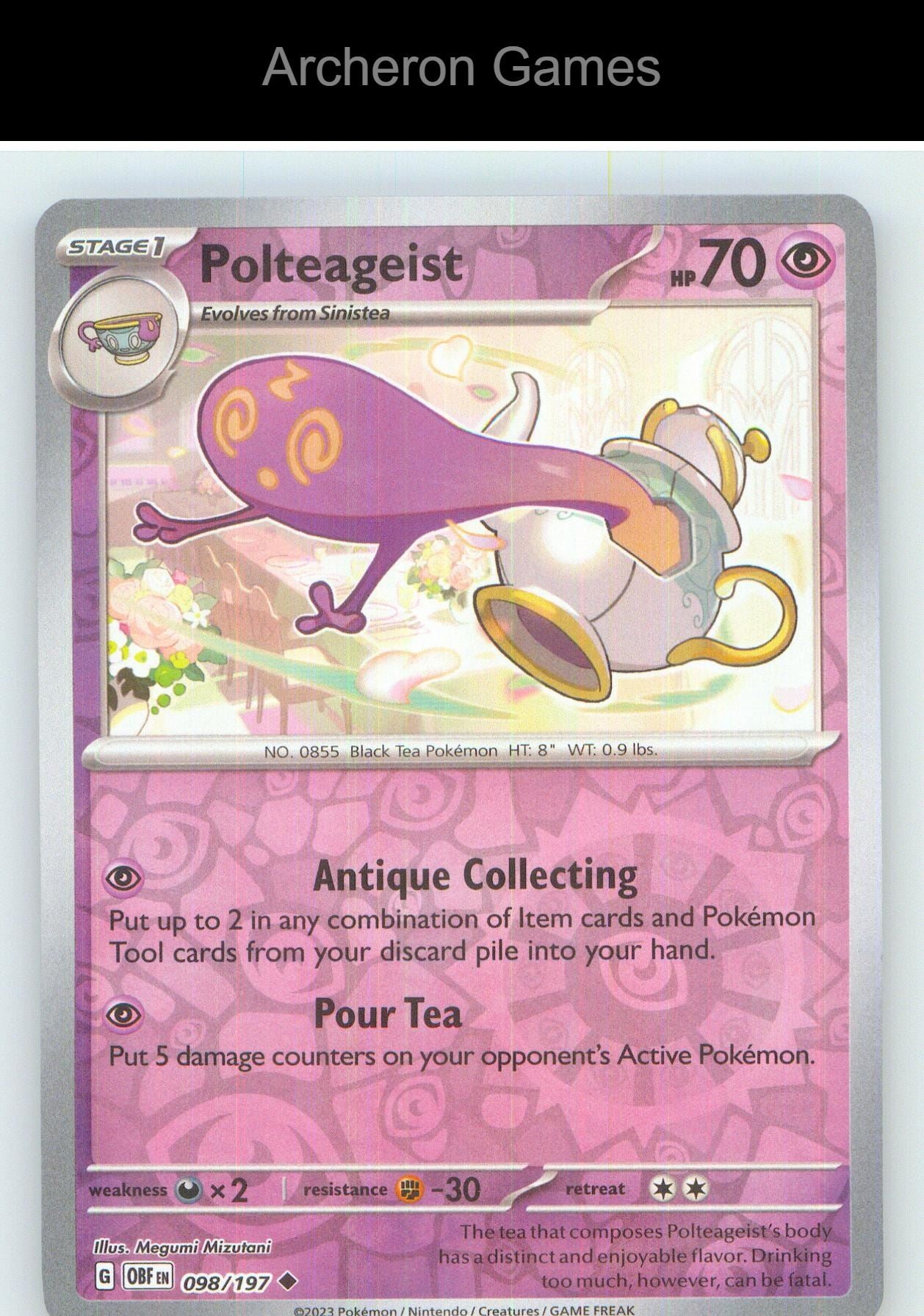 Pokemon Card Polteageist OBF 098/197 UC Obsidian Flames Reverse Holo