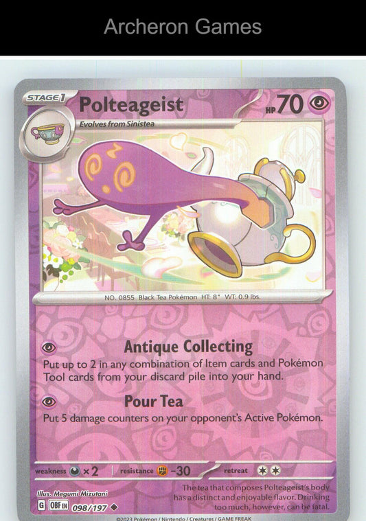 Pokemon Card Polteageist OBF 098/197 UC Obsidian Flames Reverse Holo