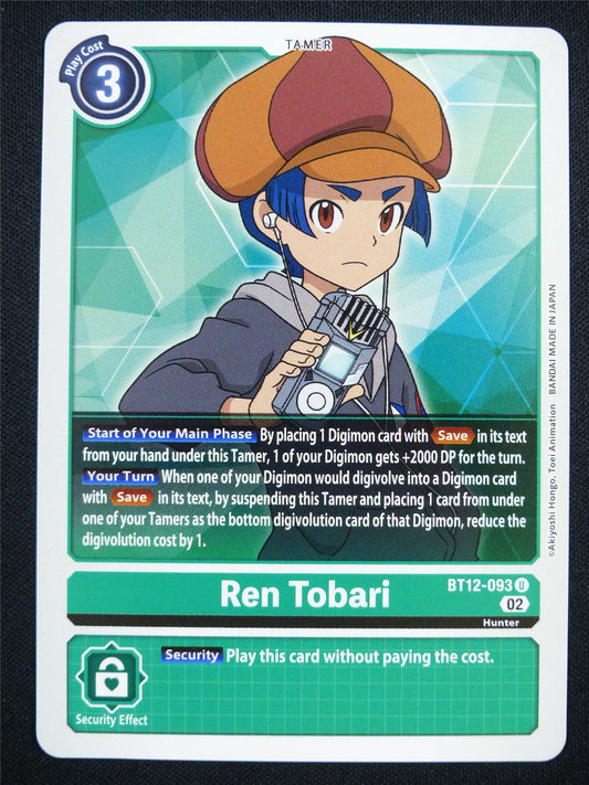 Ren Tobari BT12-093 U - Digimon Card #LV