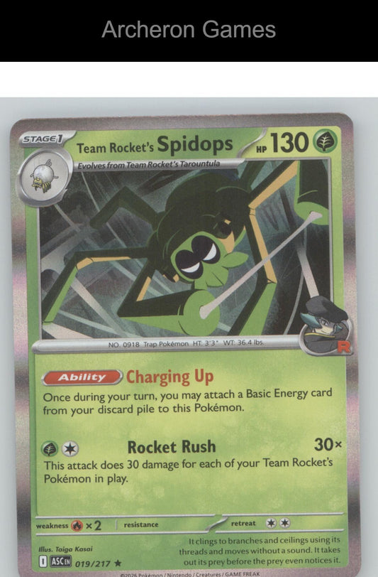 Pokemon Card Team Rocket's Spidops ASC 019/217 R Ascended Heroes Holo