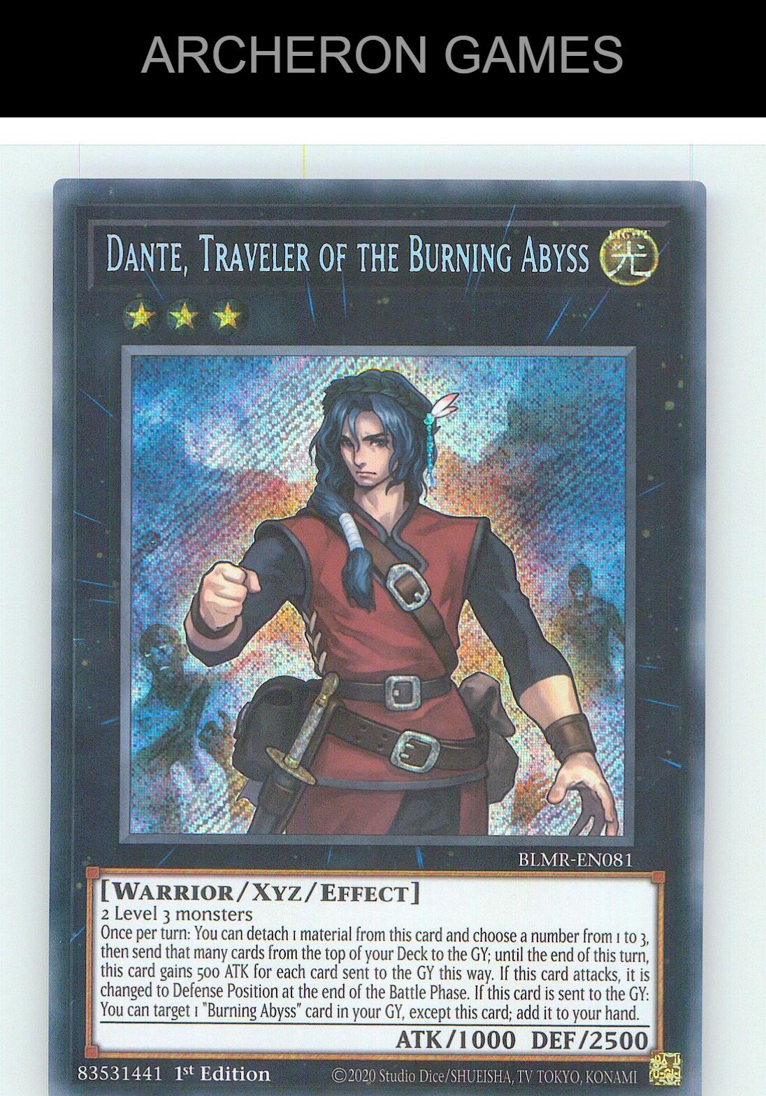 Dante, Traveler of the Burning Abyss SEC YUGIOH Card 1st Edition