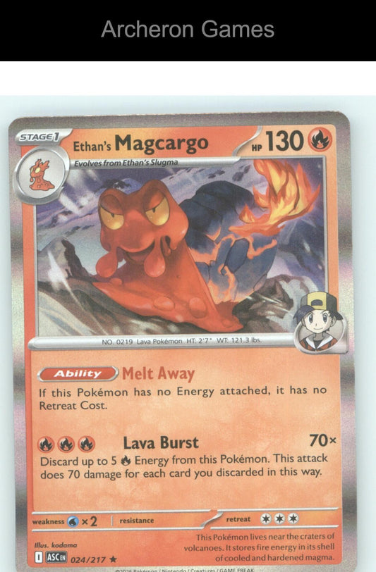 Pokemon Card Ethan's Magcargo ASC 024/217 R Ascended Heroes Holo