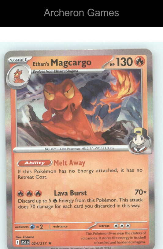 Pokemon Card Ethan's Magcargo ASC 024/217 R Ascended Heroes Holo