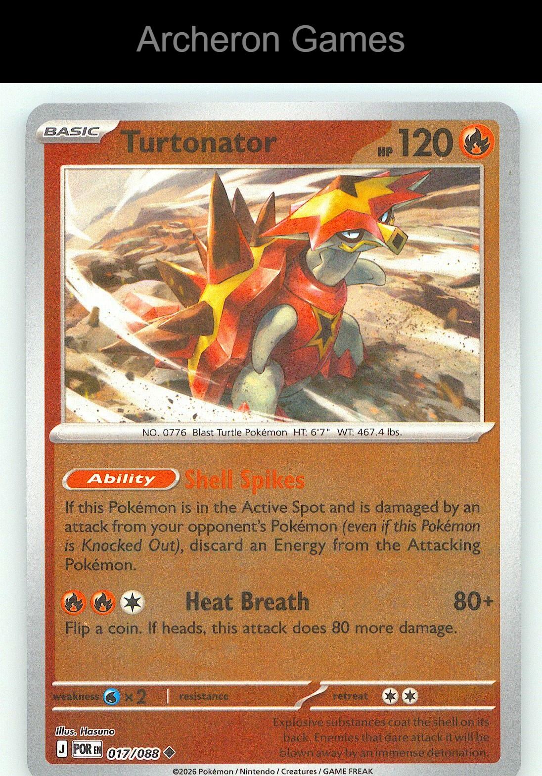 Pokemon Card Turtonator ME03 017/088 UC Perfect Order Reverse Holo