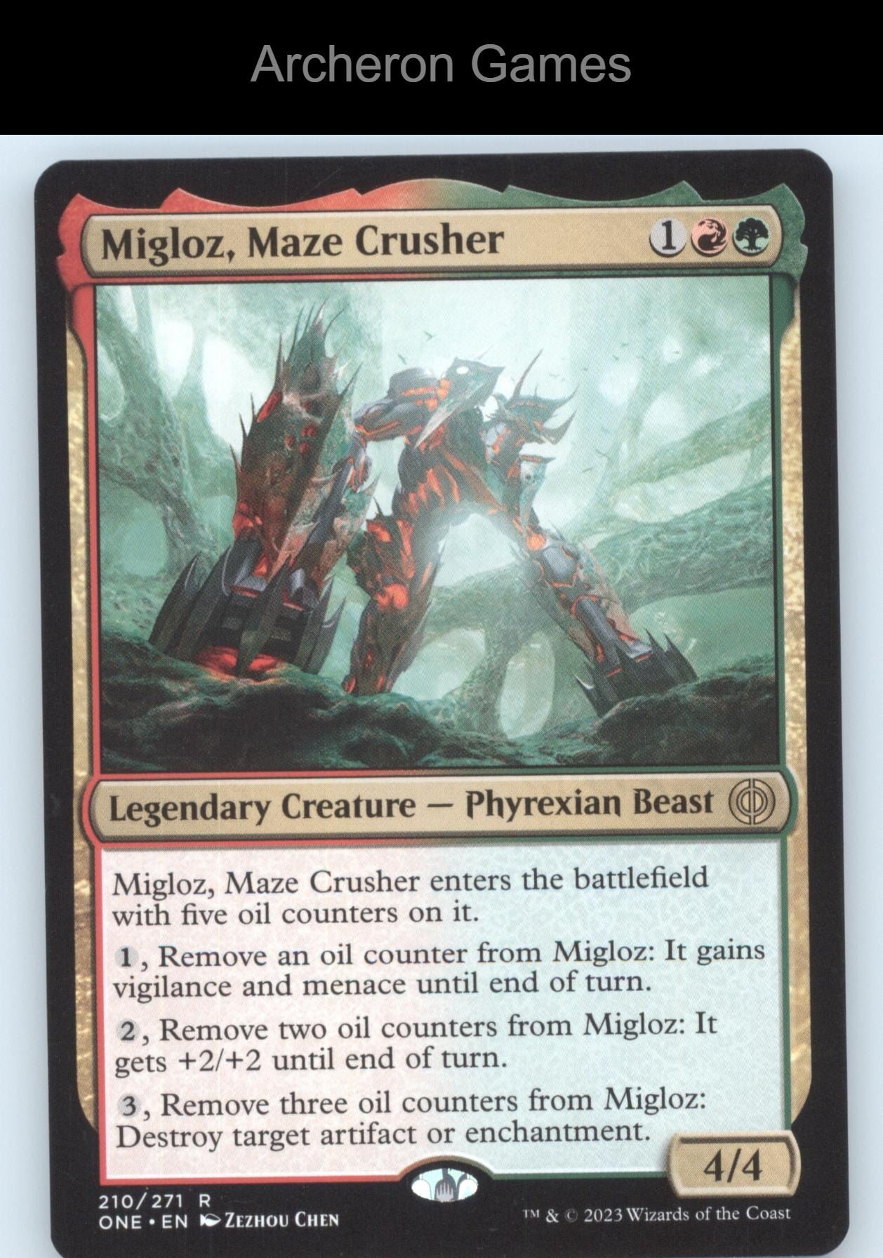 Migloz, Maze Crusher 210 R MTG Card Promo Pack: Phyrexia: All Will Be One