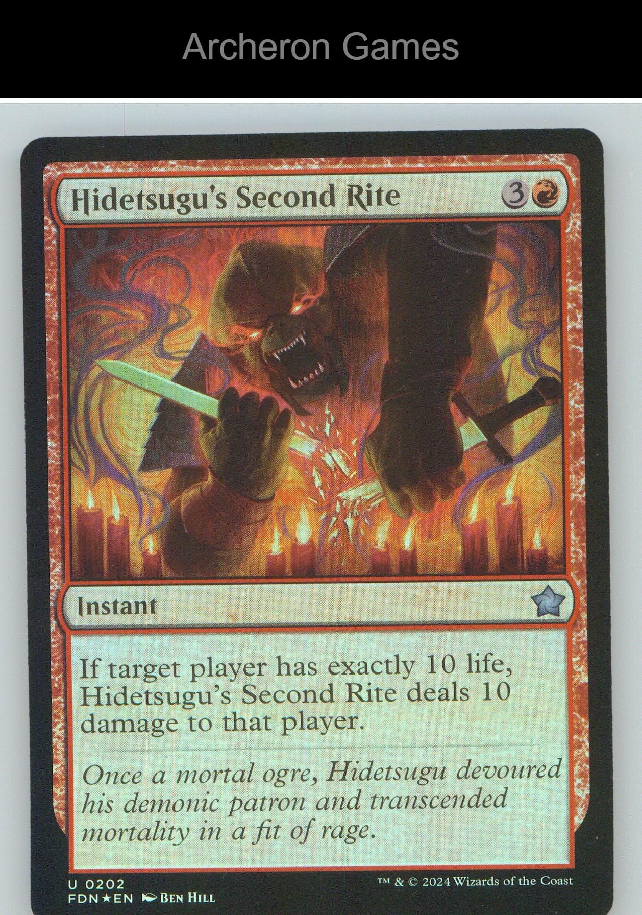 Hidetsugu's Second Rite FDN 202 UC MTG Card NM/EX+ Foil