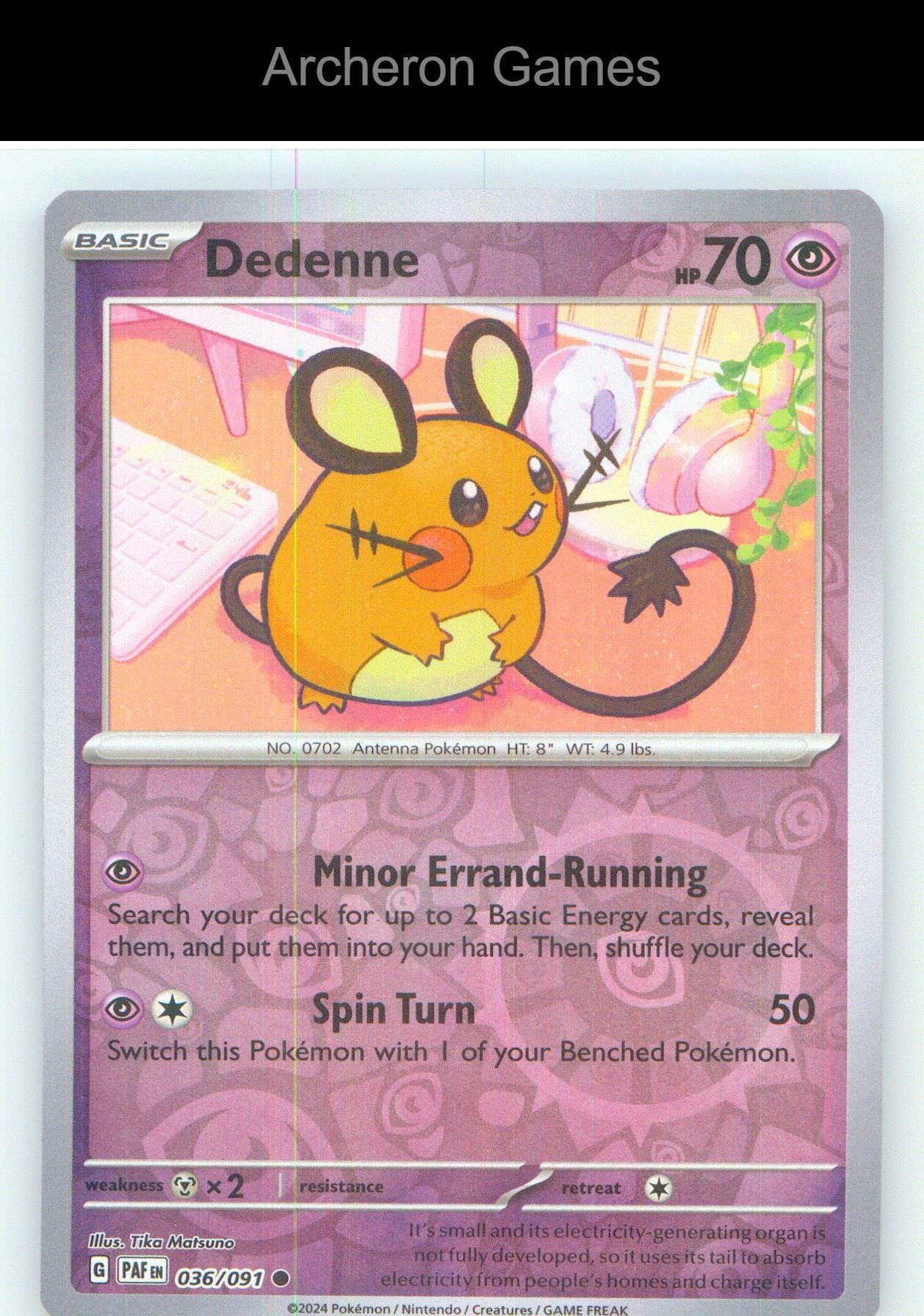 Pokemon Card Dedenne PAF 036/091 C Paldean Fates Reverse Holo