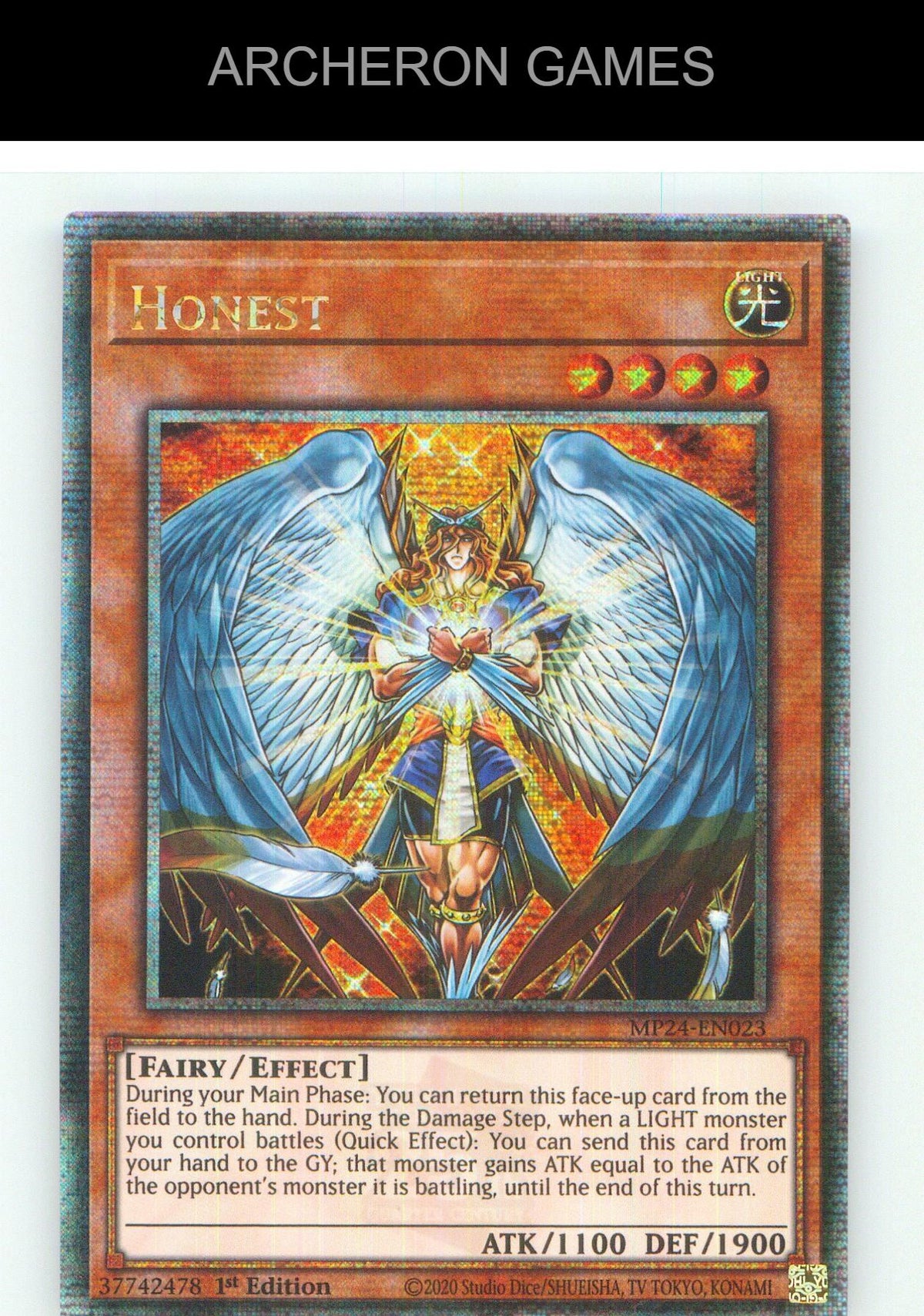 Honest (Quarter Century Secret Rare) YUGIOH Card 1st Edition