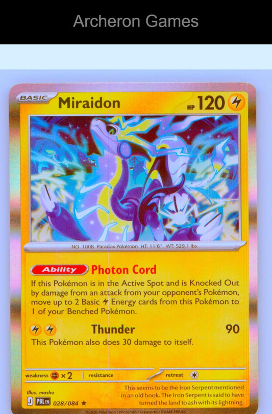 Pokemon Card Miraidon ME05 028/084 R Pitch Black Holo