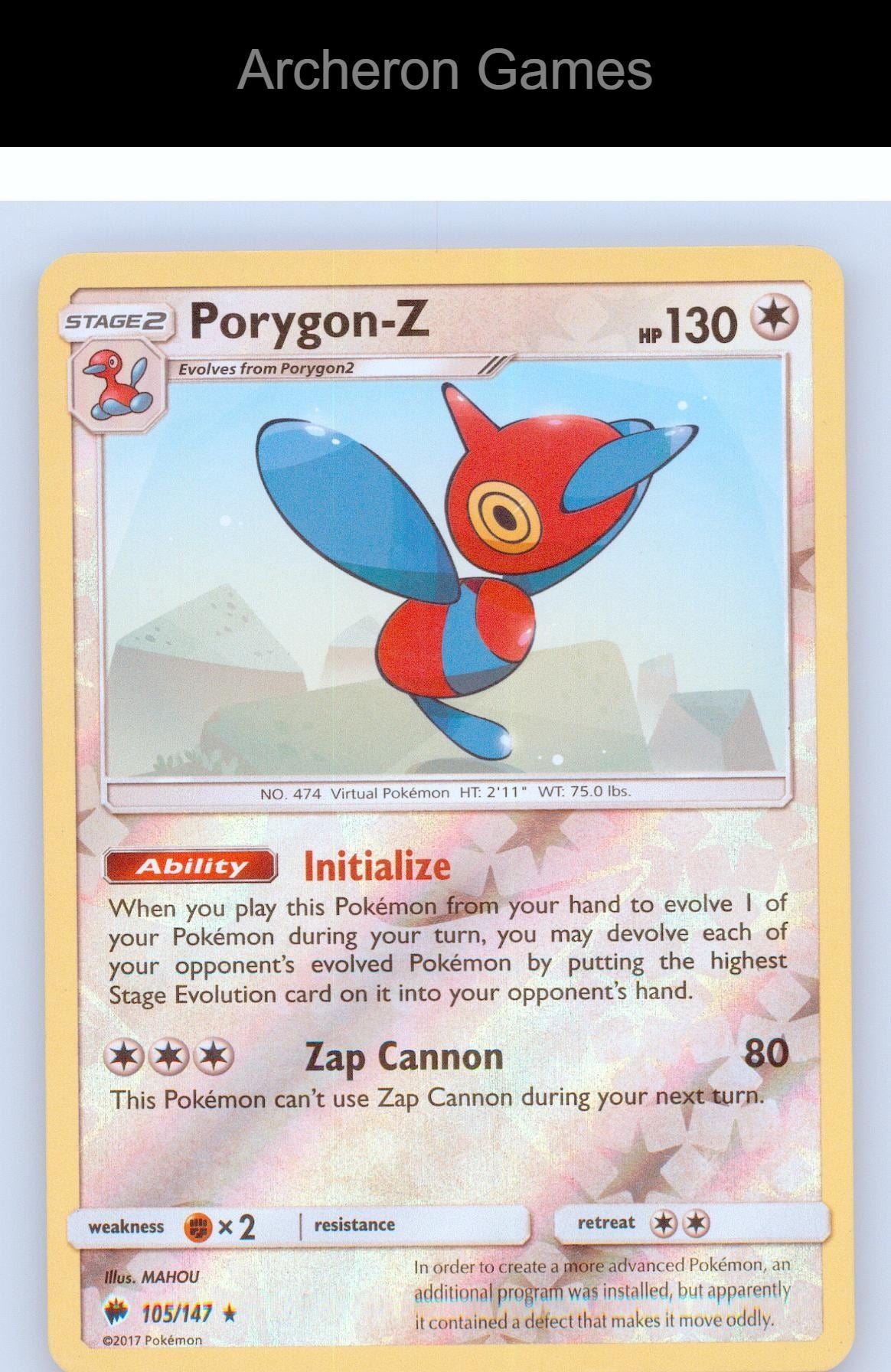 Pokemon Card Porygon PR 105a/147 HOLO P Alternate Art Promos