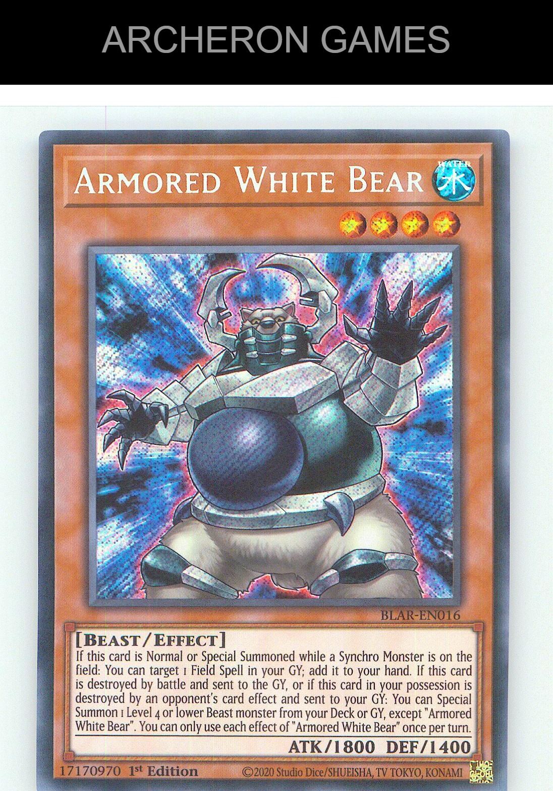 Armored White Bear SEC YUGIOH Card 1st Edition