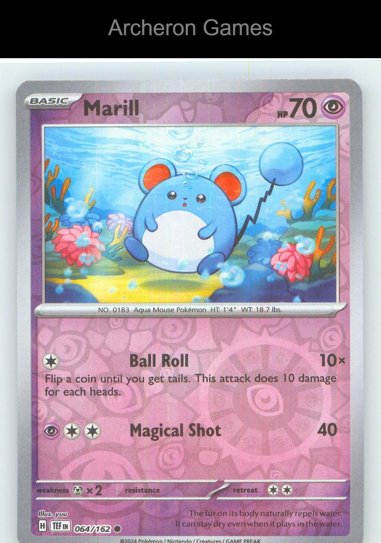 Pokemon Card Marill TEF 064/162 C Temporal Forces Reverse Holo