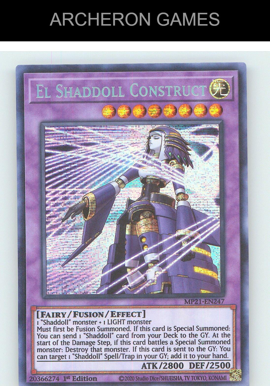 El Shaddoll Construct Prismatic Secret Rare YUGIOH Card 1st Edition
