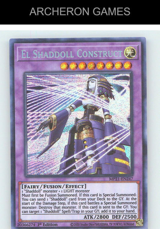 El Shaddoll Construct Prismatic Secret Rare YUGIOH Card 1st Edition