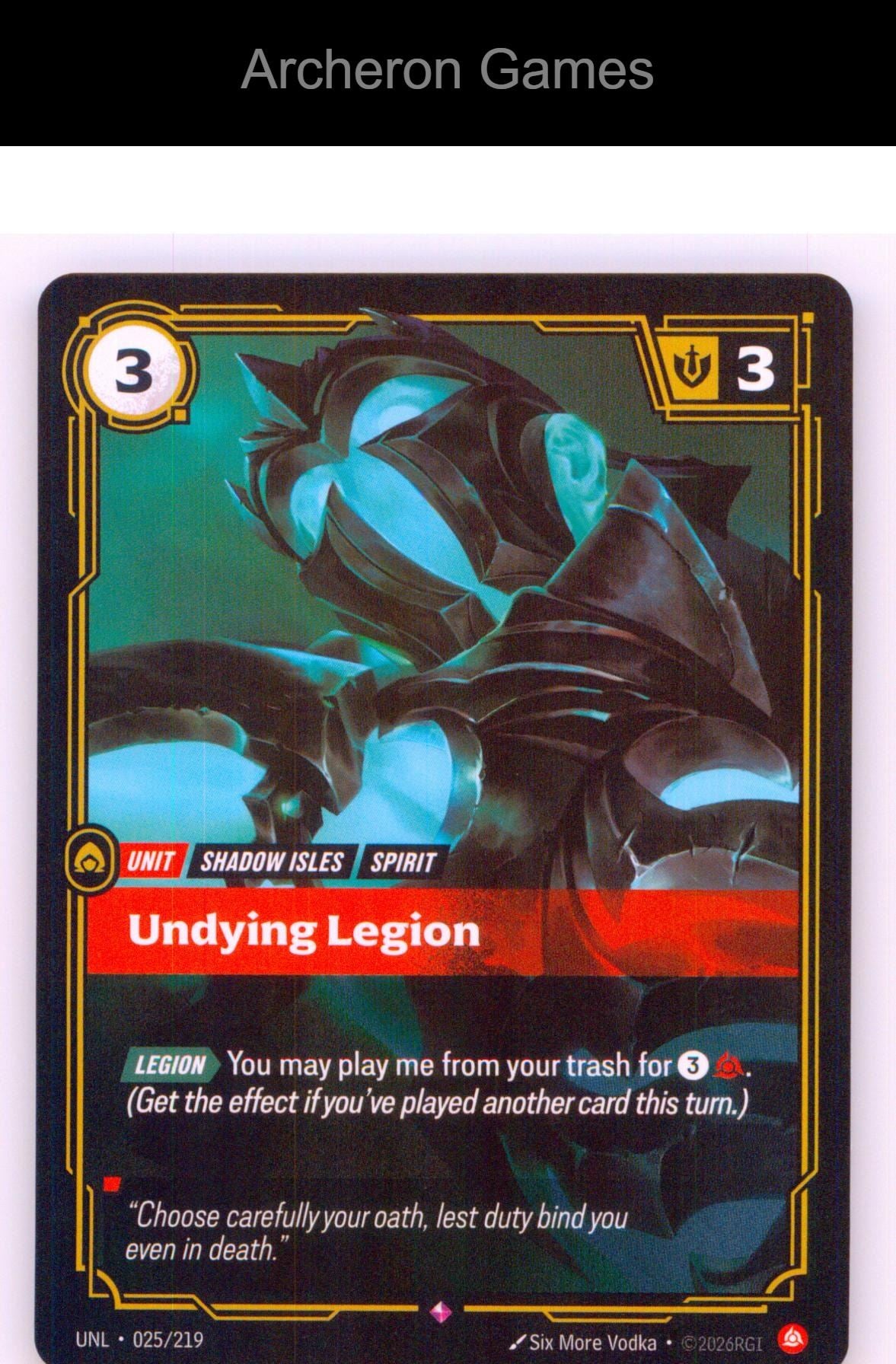 Undying Legion UNL 025/219 R Unleashed Riftbound Card