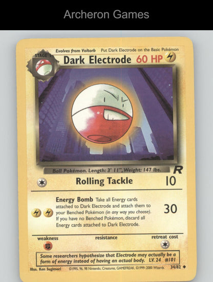 Pokemon Card Dark Electrode TR 34/82 UC Team Rocket Unlimited