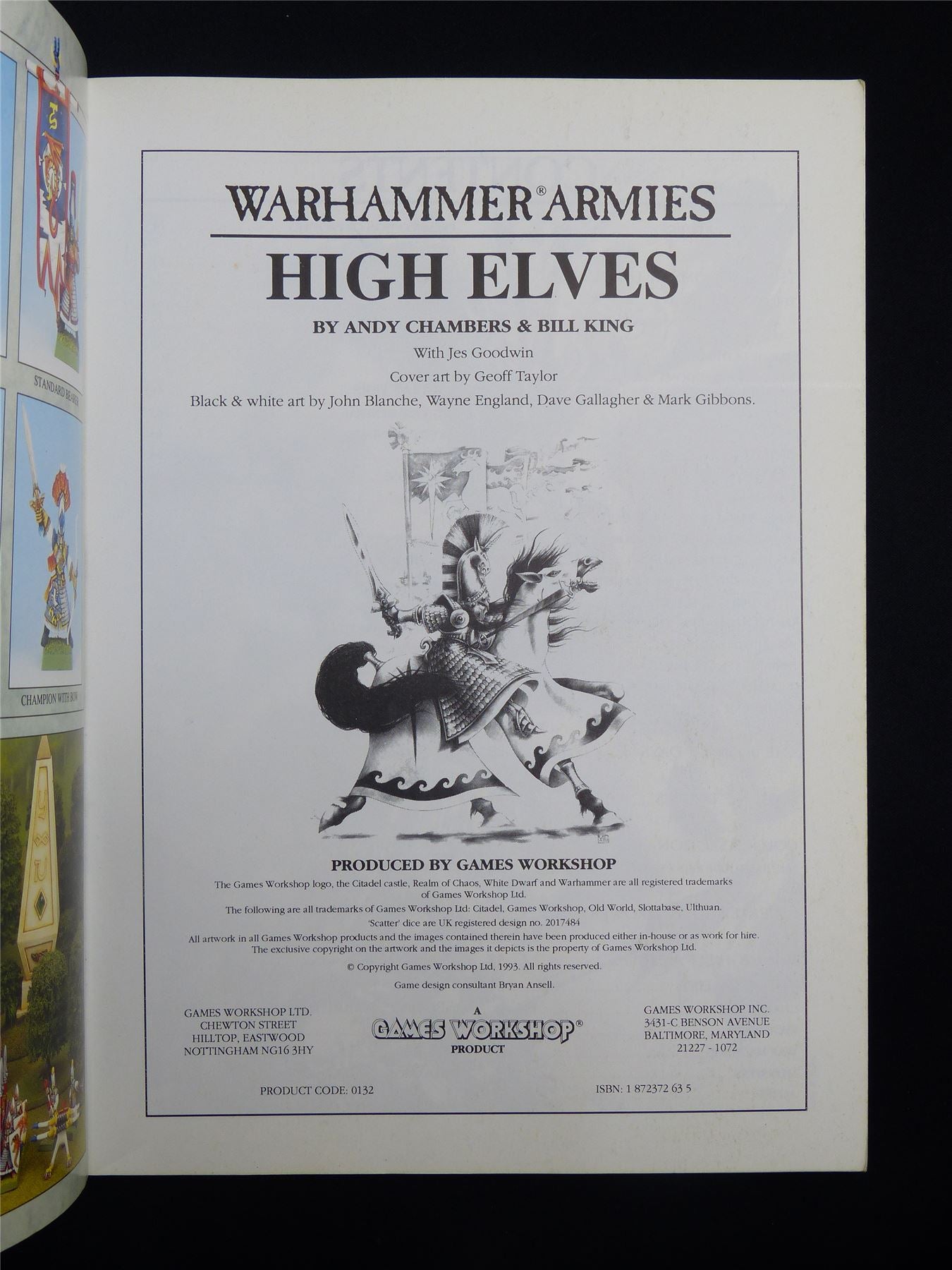 Warhammer Armies: High Elves 4th Edition Softback 1993 - Warhammer Old World #1H6