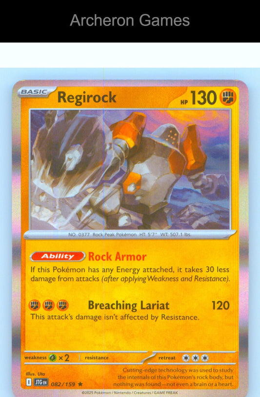 Pokemon Card Regirock JTG 082/159 R Journey Together Holo
