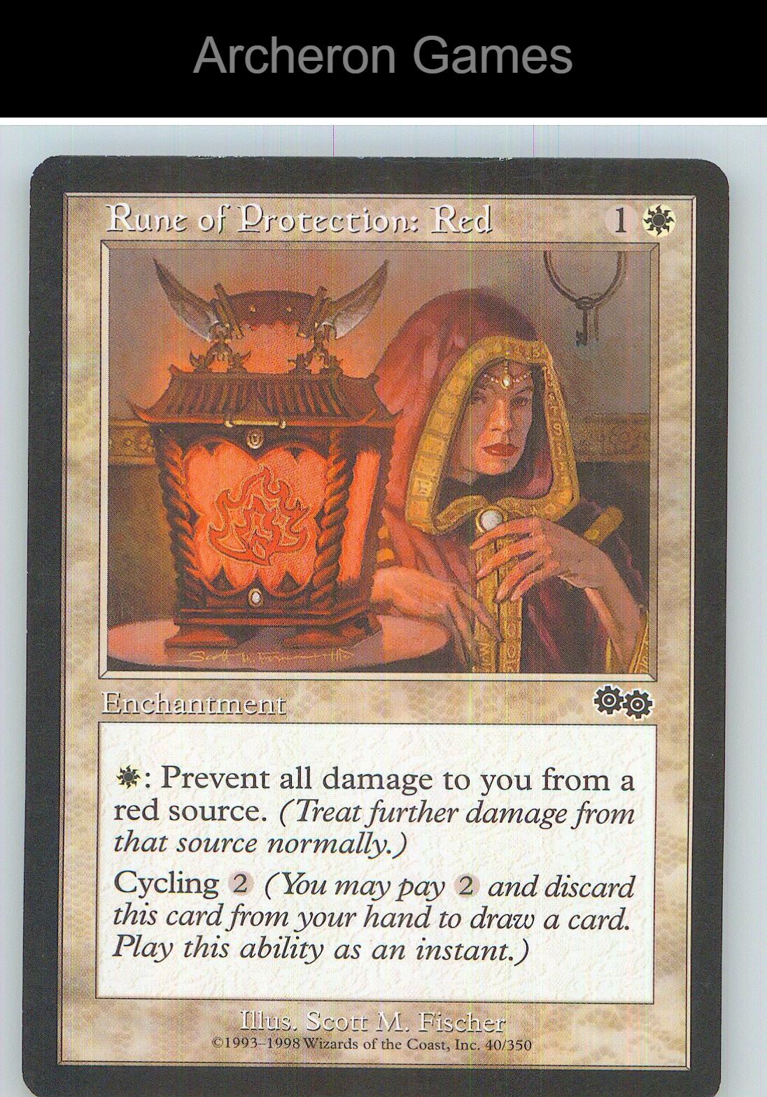 Rune of Protection: Red USG 40 C MTG Card NM/EX+