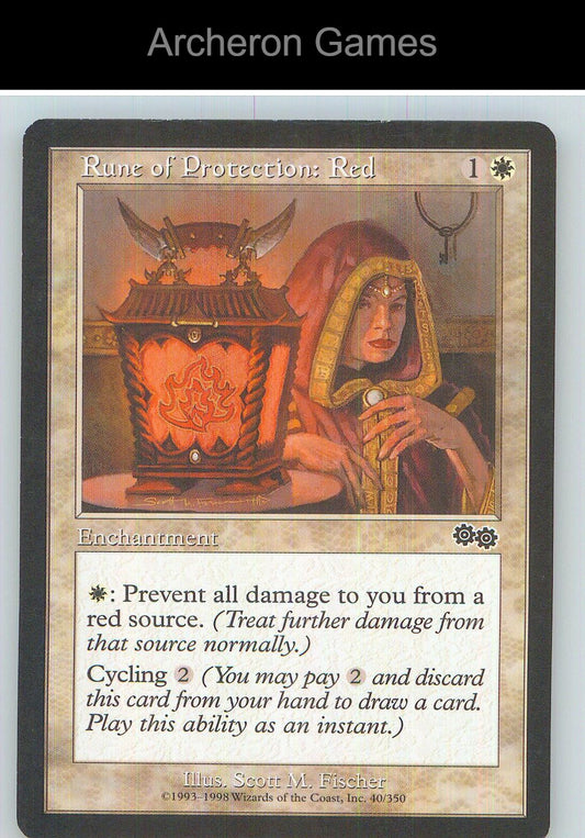 Rune of Protection: Red USG 40 C MTG Card NM/EX+