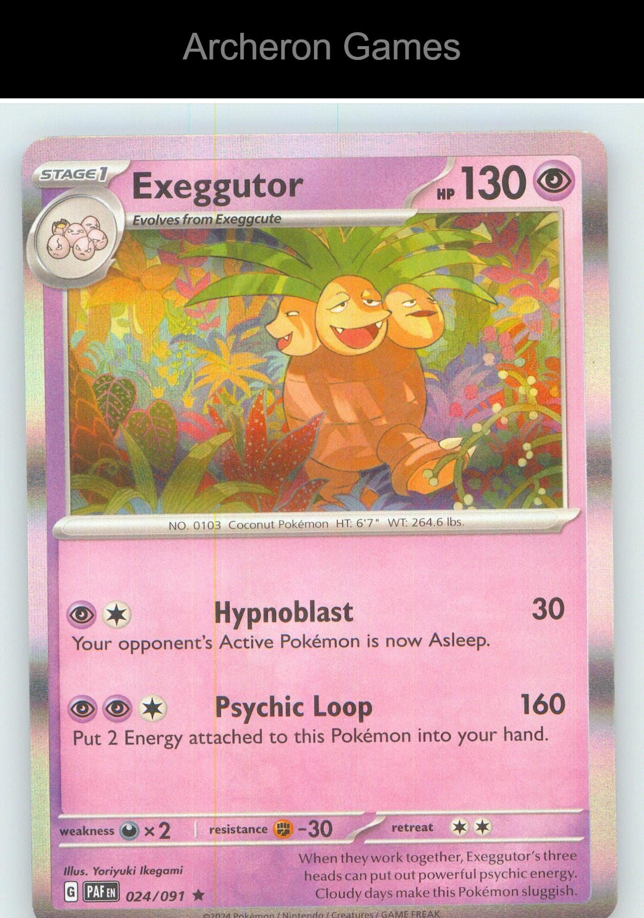 Pokemon Card Exeggutor PAF 024/091 R Paldean Fates Holo