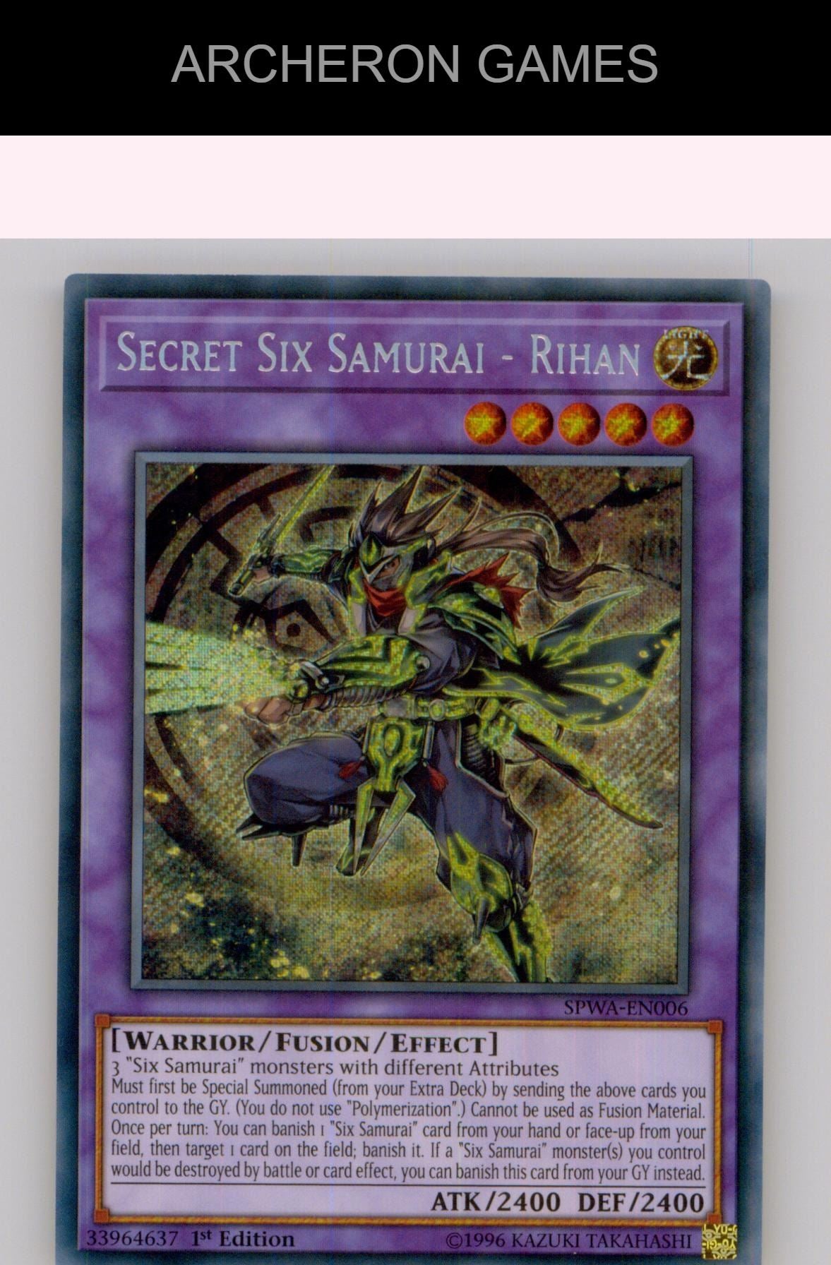 Secret Six Samurai - Rihan SEC YUGIOH Card 1st Edition