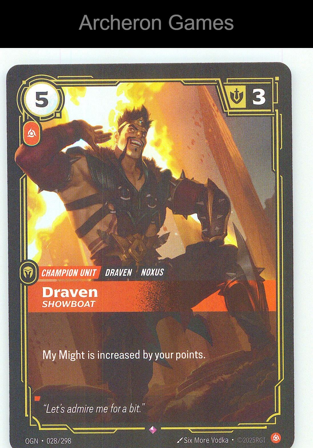 Draven - Showboat OGN 028/298 R Origins Riftbound Card