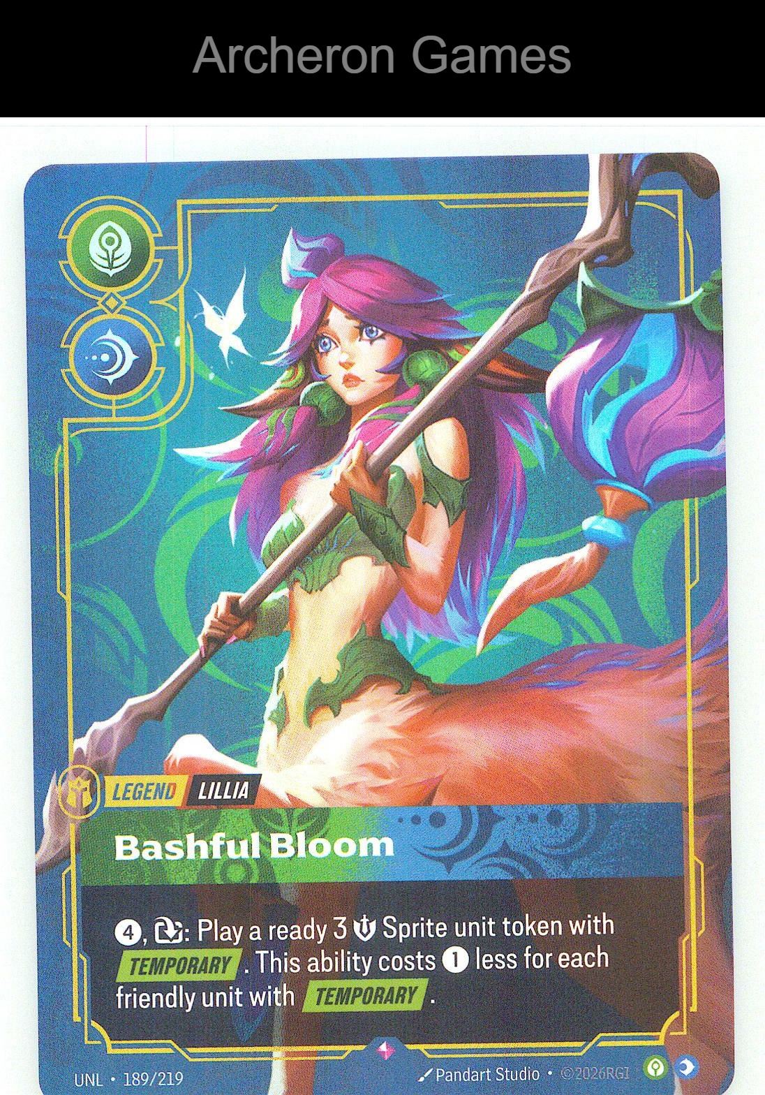 Lillia - Bashful Bloom UNL 189/219 R Unleashed Riftbound Card