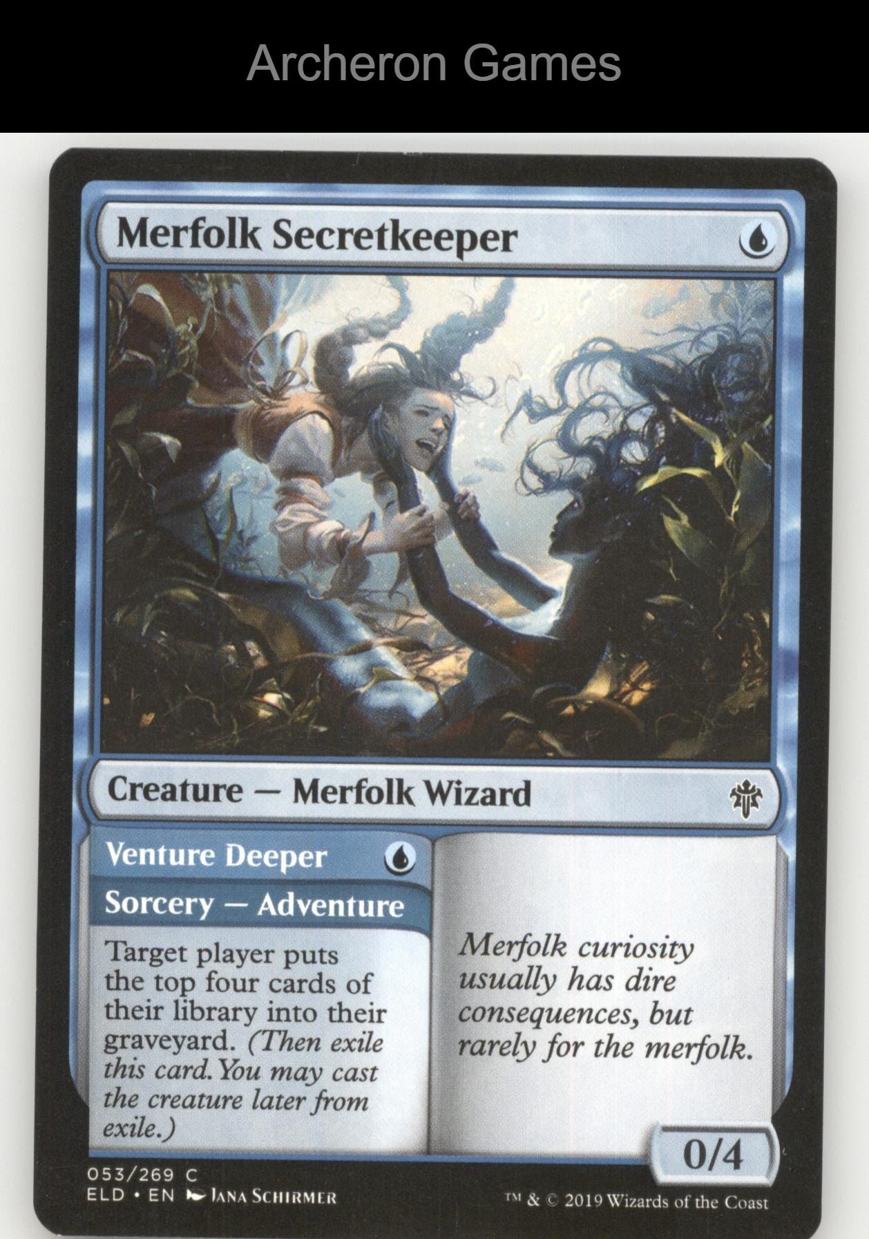 Merfolk Secretkeeper 53 C MTG Card Throne of Eldraine
