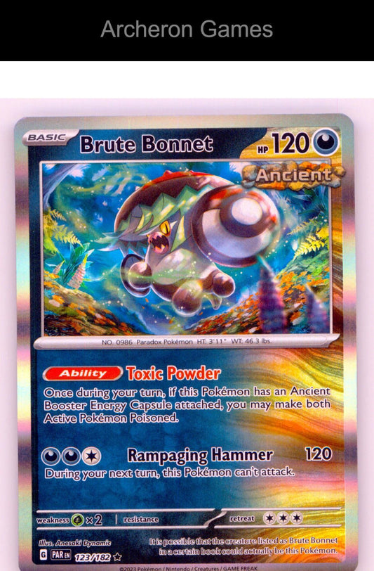 Pokemon Card Brute Bonnet PAR 123/182 R Paradox Rift Holo