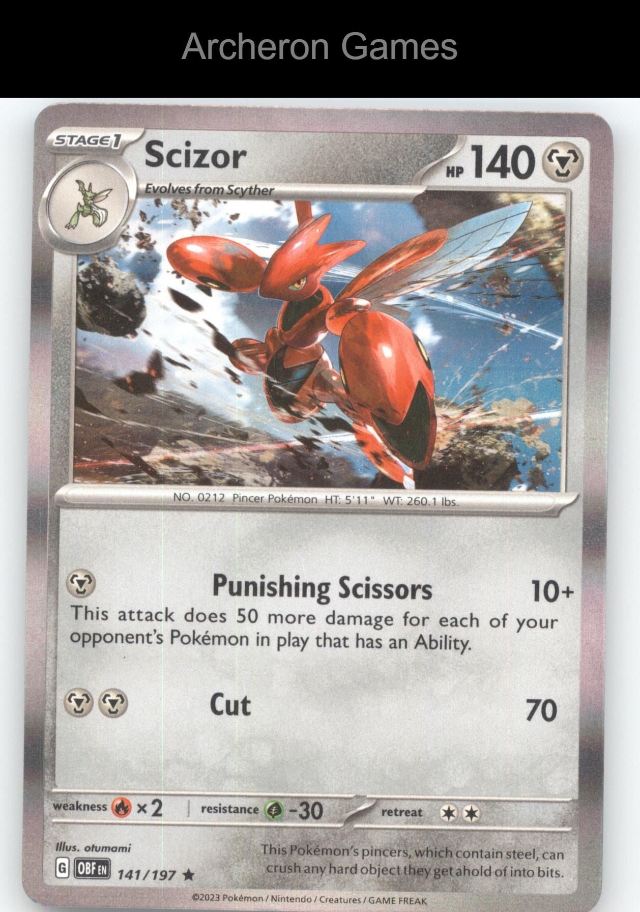 Pokemon Card Scizor (Holo) 141/197