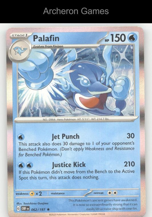 Pokemon Card Palafin OBF 062/197 R Obsidian Flames Holo