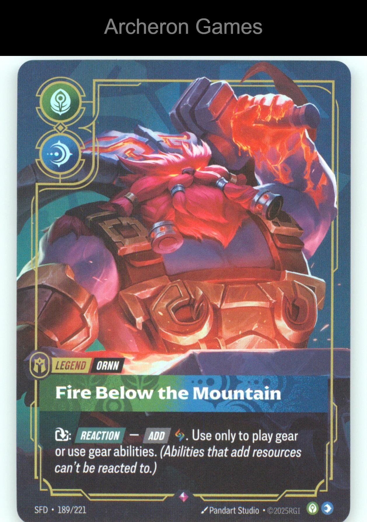 Ornn - Fire Below the Mountain SFD 189/221 R  Card Spiritforged