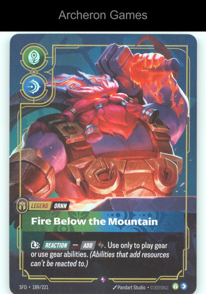 Ornn - Fire Below the Mountain SFD 189/221 R  Card Spiritforged