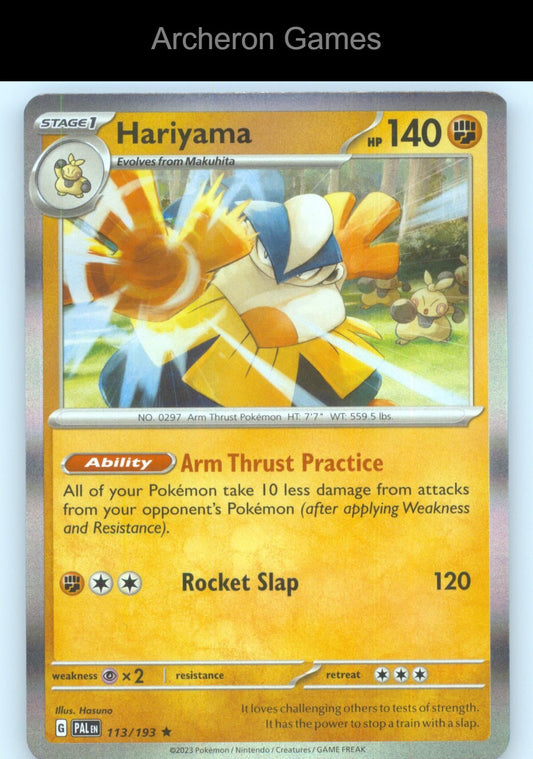 Pokemon Card Hariyama PAL 113/193 R Paldea Evolved Holo