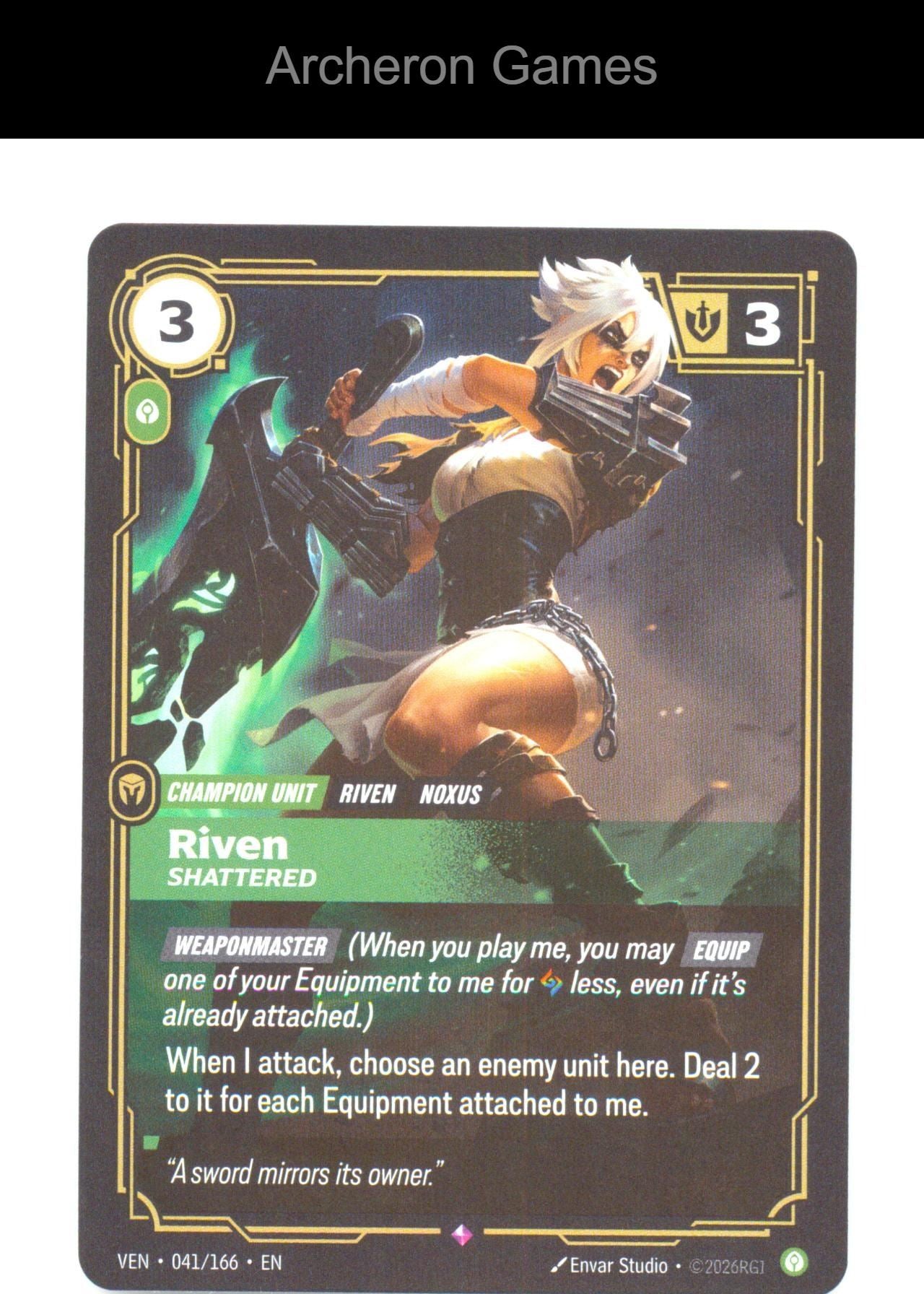 Riven - Shattered VEN 041/166 R Vendetta Riftbound Card Foil