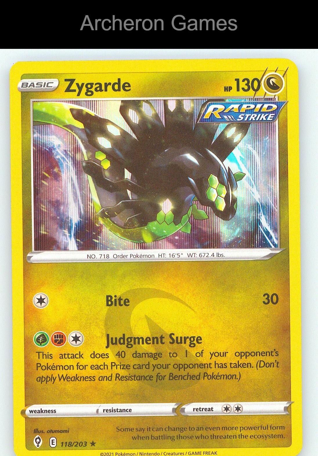 Pokemon Card Zygarde EVS 118/203 Line Holo R Evolving Skies